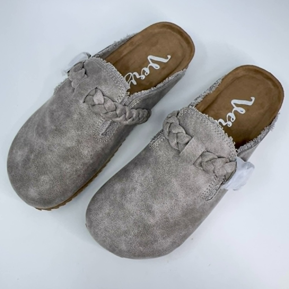 Very G Womens Iris 3 Mule Slip On Shoe Women's 8.5 Grey Braid‎ Comfort Footbed